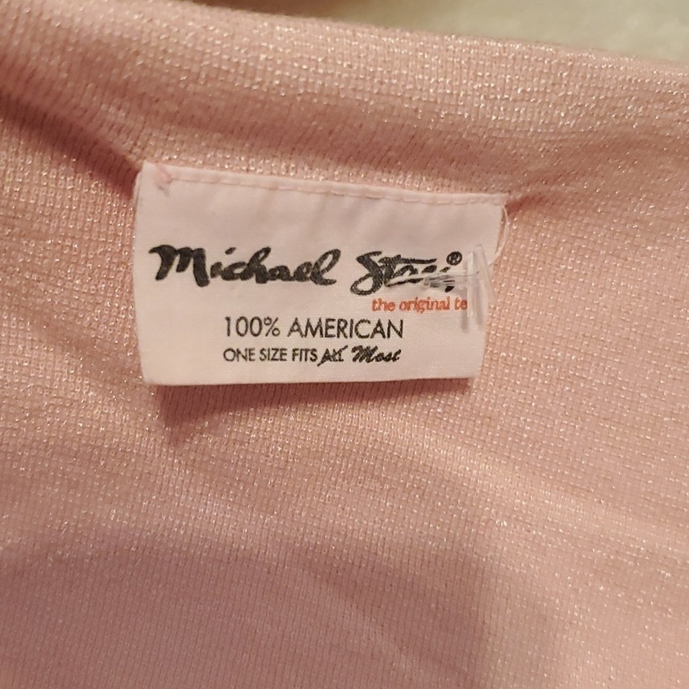 Michael Stars Pink Rouched Metallic Tank OS - Picture 4 of 7